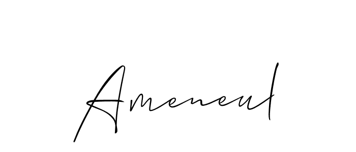 Use a signature maker to create a handwritten signature online. With this signature software, you can design (Allison_Script) your own signature for name Ameneul. Ameneul signature style 2 images and pictures png