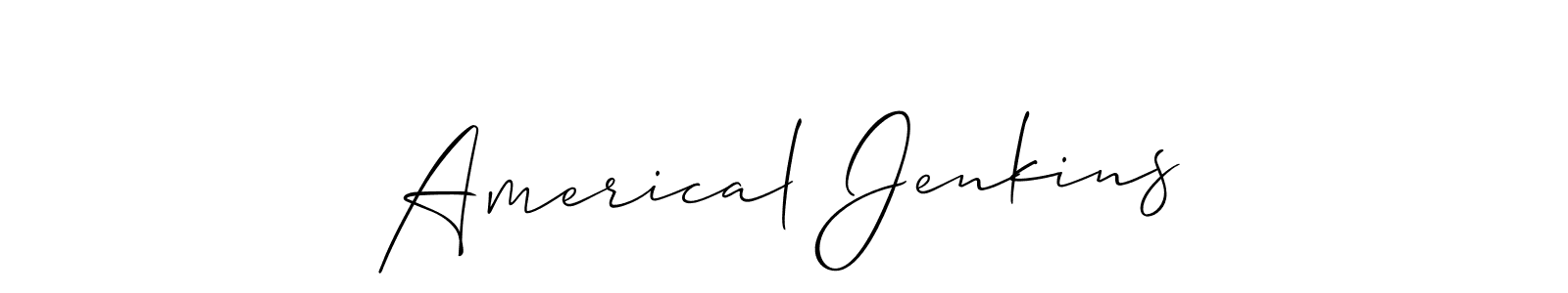 Also You can easily find your signature by using the search form. We will create Americal Jenkins name handwritten signature images for you free of cost using Allison_Script sign style. Americal Jenkins signature style 2 images and pictures png