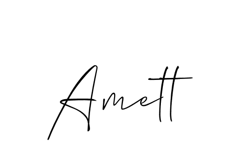 The best way (Allison_Script) to make a short signature is to pick only two or three words in your name. The name Amett include a total of six letters. For converting this name. Amett signature style 2 images and pictures png