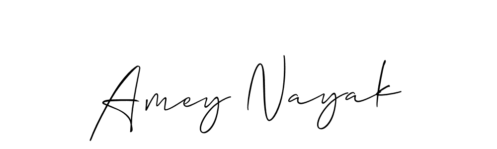 The best way (Allison_Script) to make a short signature is to pick only two or three words in your name. The name Amey Nayak include a total of six letters. For converting this name. Amey Nayak signature style 2 images and pictures png