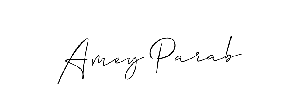 Use a signature maker to create a handwritten signature online. With this signature software, you can design (Allison_Script) your own signature for name Amey Parab. Amey Parab signature style 2 images and pictures png