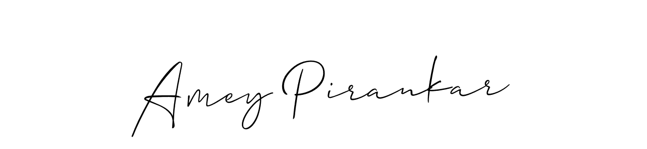 Create a beautiful signature design for name Amey Pirankar. With this signature (Allison_Script) fonts, you can make a handwritten signature for free. Amey Pirankar signature style 2 images and pictures png