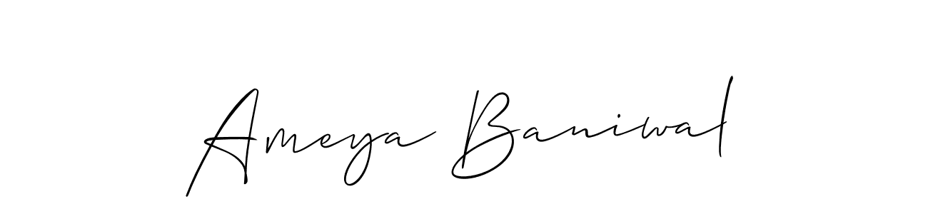 Create a beautiful signature design for name Ameya Baniwal. With this signature (Allison_Script) fonts, you can make a handwritten signature for free. Ameya Baniwal signature style 2 images and pictures png