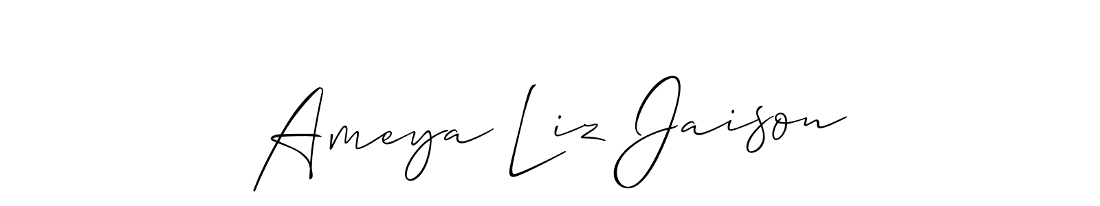 Ameya Liz Jaison stylish signature style. Best Handwritten Sign (Allison_Script) for my name. Handwritten Signature Collection Ideas for my name Ameya Liz Jaison. Ameya Liz Jaison signature style 2 images and pictures png