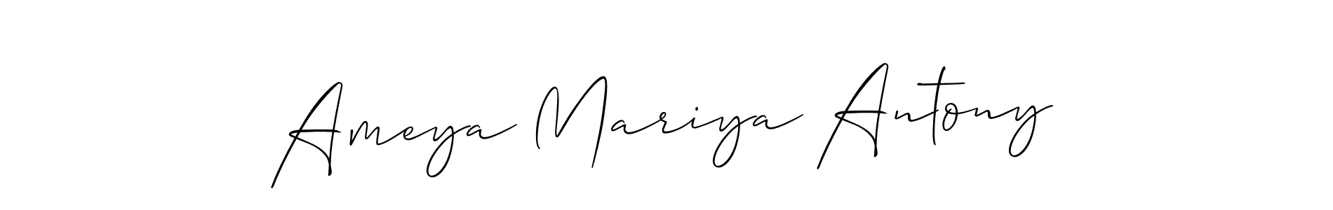 Make a short Ameya Mariya Antony signature style. Manage your documents anywhere anytime using Allison_Script. Create and add eSignatures, submit forms, share and send files easily. Ameya Mariya Antony signature style 2 images and pictures png