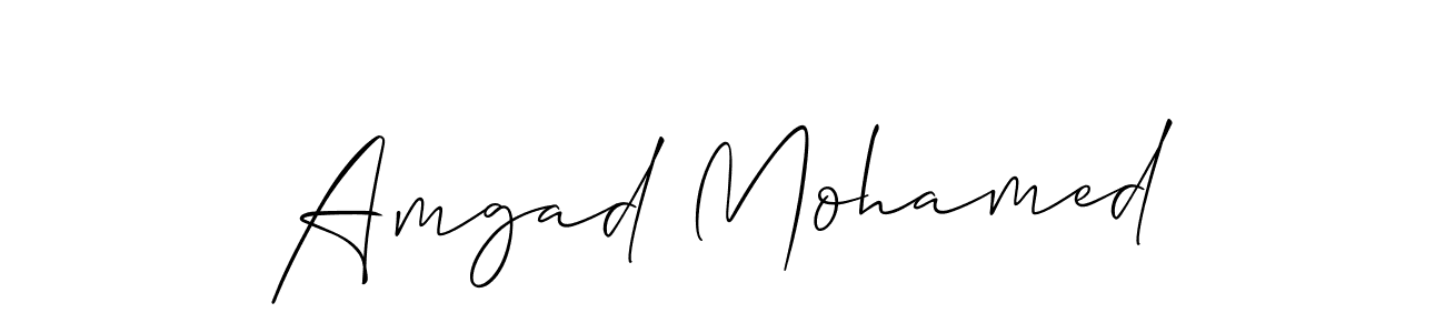 if you are searching for the best signature style for your name Amgad Mohamed. so please give up your signature search. here we have designed multiple signature styles  using Allison_Script. Amgad Mohamed signature style 2 images and pictures png