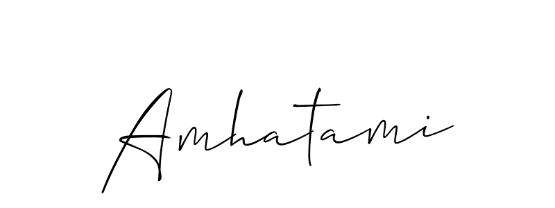 Use a signature maker to create a handwritten signature online. With this signature software, you can design (Allison_Script) your own signature for name Amhatami. Amhatami signature style 2 images and pictures png