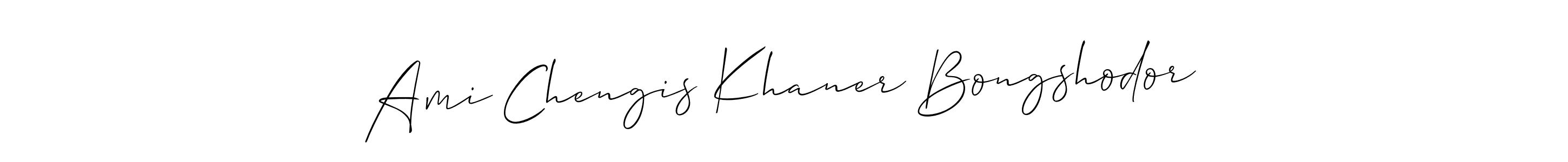 Make a beautiful signature design for name Ami Chengis Khaner Bongshodor. With this signature (Allison_Script) style, you can create a handwritten signature for free. Ami Chengis Khaner Bongshodor signature style 2 images and pictures png