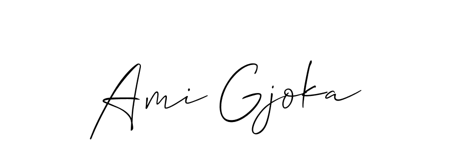 Make a beautiful signature design for name Ami Gjoka. With this signature (Allison_Script) style, you can create a handwritten signature for free. Ami Gjoka signature style 2 images and pictures png
