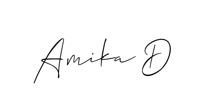 Use a signature maker to create a handwritten signature online. With this signature software, you can design (Allison_Script) your own signature for name Amika D. Amika D signature style 2 images and pictures png