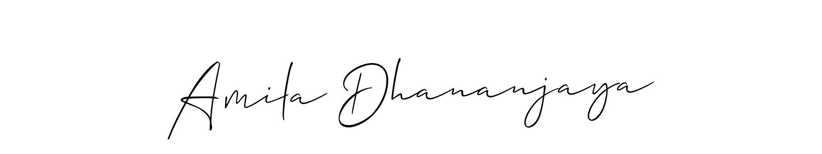 How to make Amila Dhananjaya name signature. Use Allison_Script style for creating short signs online. This is the latest handwritten sign. Amila Dhananjaya signature style 2 images and pictures png