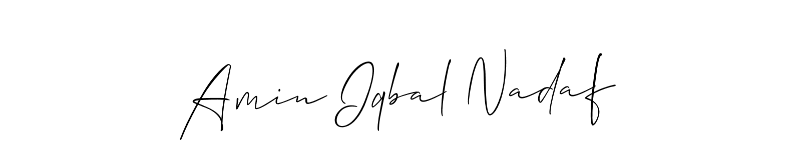 You should practise on your own different ways (Allison_Script) to write your name (Amin Iqbal Nadaf) in signature. don't let someone else do it for you. Amin Iqbal Nadaf signature style 2 images and pictures png