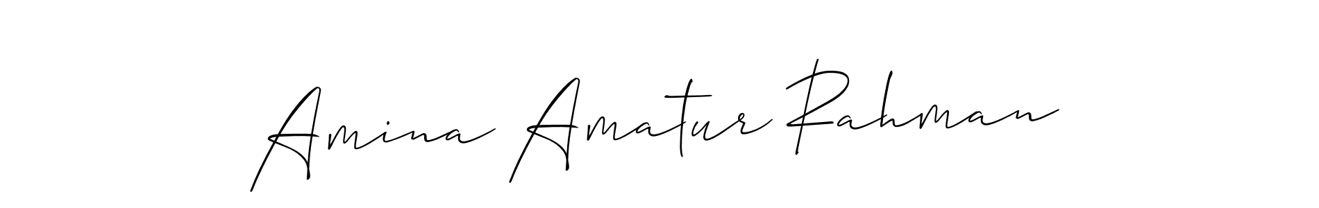 Also You can easily find your signature by using the search form. We will create Amina Amatur Rahman name handwritten signature images for you free of cost using Allison_Script sign style. Amina Amatur Rahman signature style 2 images and pictures png