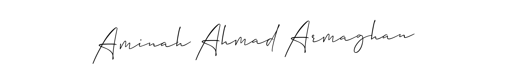 Allison_Script is a professional signature style that is perfect for those who want to add a touch of class to their signature. It is also a great choice for those who want to make their signature more unique. Get Aminah Ahmad Armaghan name to fancy signature for free. Aminah Ahmad Armaghan signature style 2 images and pictures png