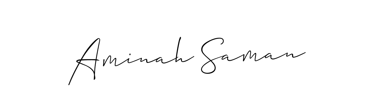 It looks lik you need a new signature style for name Aminah Saman. Design unique handwritten (Allison_Script) signature with our free signature maker in just a few clicks. Aminah Saman signature style 2 images and pictures png