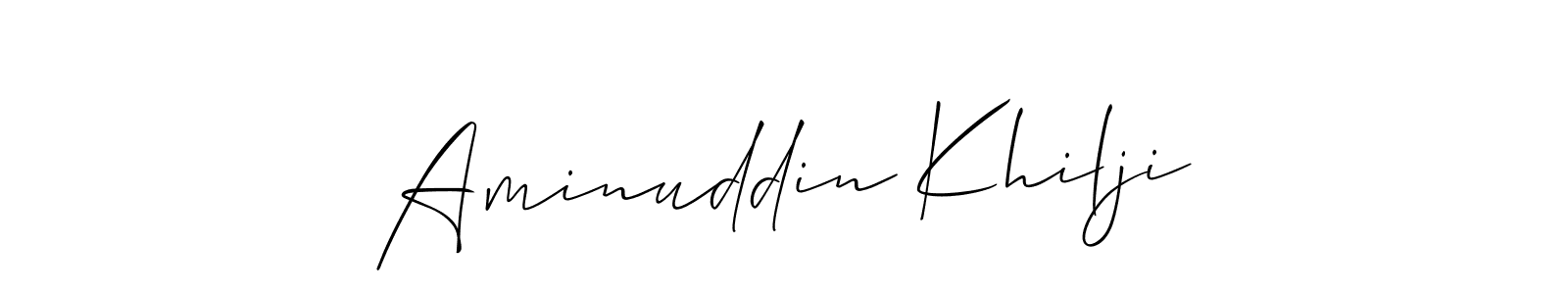 Create a beautiful signature design for name Aminuddin Khilji. With this signature (Allison_Script) fonts, you can make a handwritten signature for free. Aminuddin Khilji signature style 2 images and pictures png