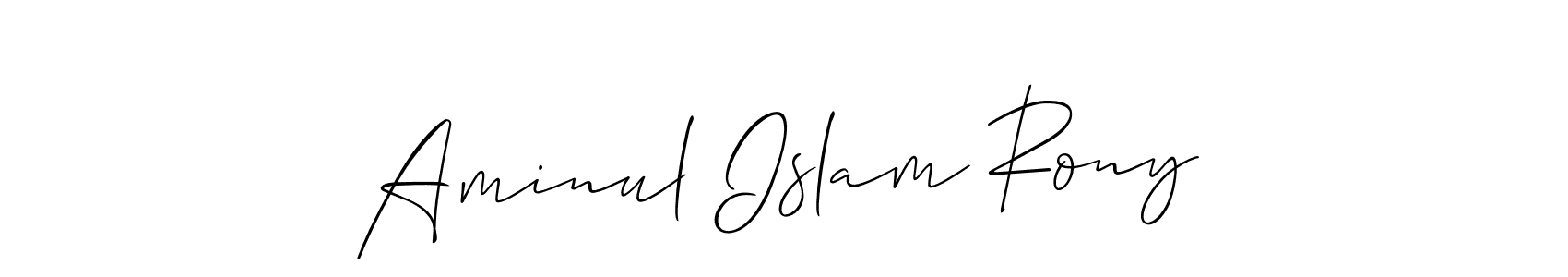 Make a beautiful signature design for name Aminul Islam Rony. With this signature (Allison_Script) style, you can create a handwritten signature for free. Aminul Islam Rony signature style 2 images and pictures png