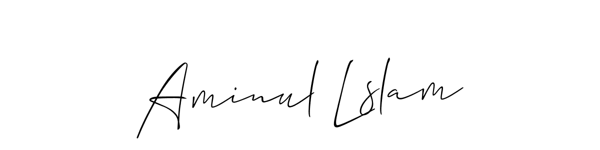 Make a beautiful signature design for name Aminul Lslam. With this signature (Allison_Script) style, you can create a handwritten signature for free. Aminul Lslam signature style 2 images and pictures png