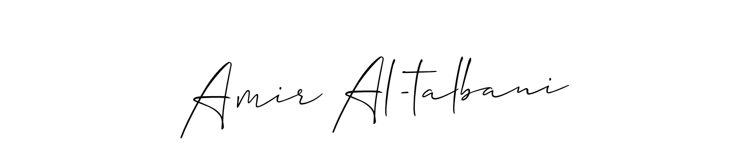 The best way (Allison_Script) to make a short signature is to pick only two or three words in your name. The name Amir Al-talbani include a total of six letters. For converting this name. Amir Al-talbani signature style 2 images and pictures png