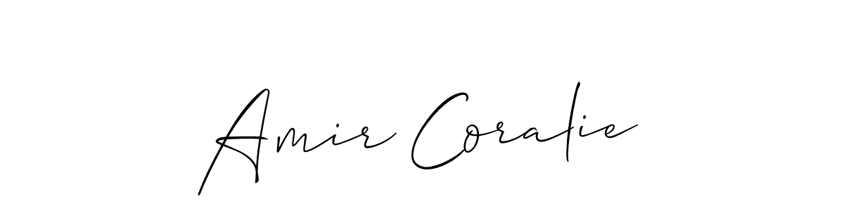 Also You can easily find your signature by using the search form. We will create Amir Coralie name handwritten signature images for you free of cost using Allison_Script sign style. Amir Coralie signature style 2 images and pictures png