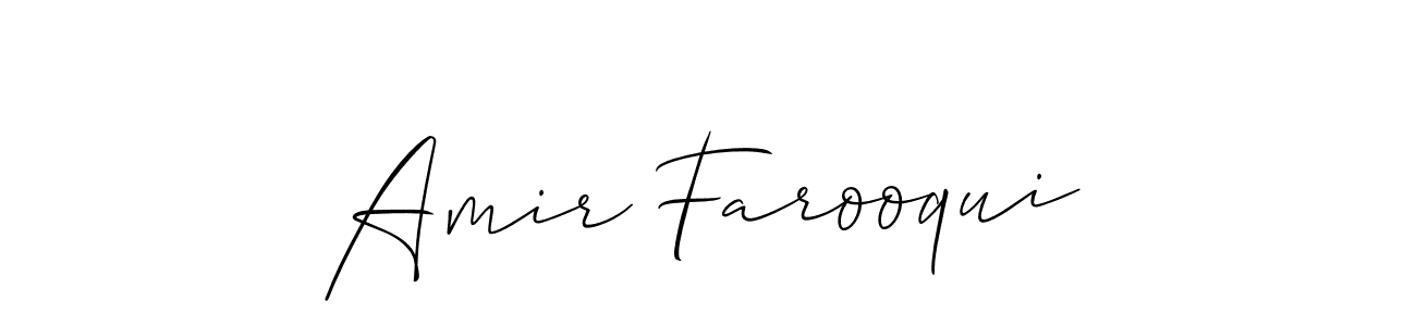 Use a signature maker to create a handwritten signature online. With this signature software, you can design (Allison_Script) your own signature for name Amir Farooqui. Amir Farooqui signature style 2 images and pictures png