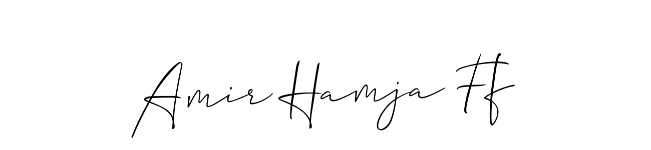 The best way (Allison_Script) to make a short signature is to pick only two or three words in your name. The name Amir Hamja Ff include a total of six letters. For converting this name. Amir Hamja Ff signature style 2 images and pictures png