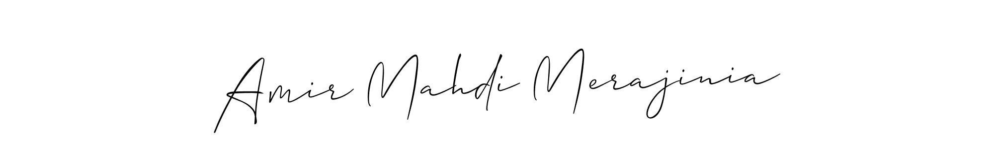 The best way (Allison_Script) to make a short signature is to pick only two or three words in your name. The name Amir Mahdi Merajinia include a total of six letters. For converting this name. Amir Mahdi Merajinia signature style 2 images and pictures png