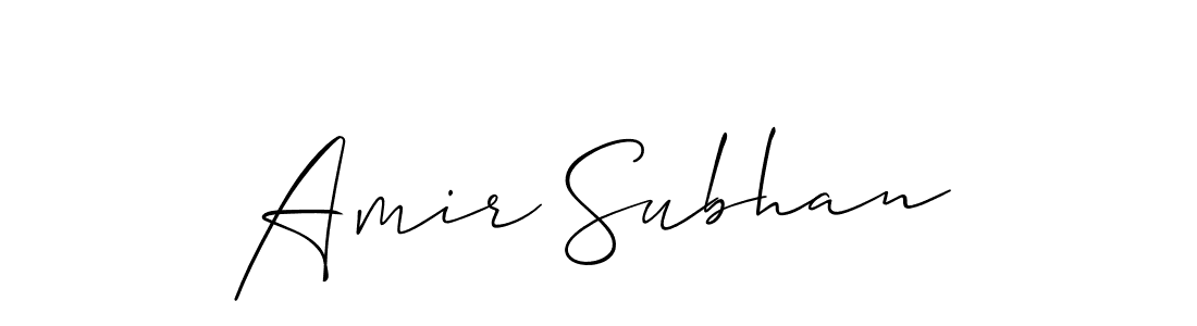 It looks lik you need a new signature style for name Amir Subhan. Design unique handwritten (Allison_Script) signature with our free signature maker in just a few clicks. Amir Subhan signature style 2 images and pictures png