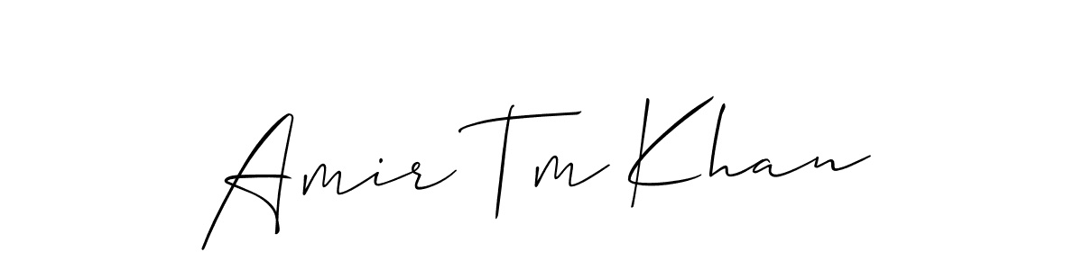 You should practise on your own different ways (Allison_Script) to write your name (Amir Tm Khan) in signature. don't let someone else do it for you. Amir Tm Khan signature style 2 images and pictures png