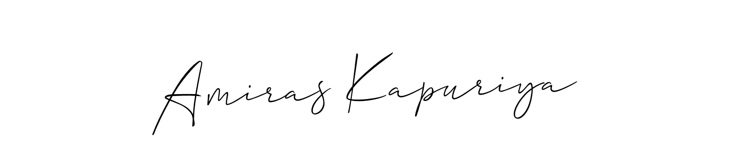 if you are searching for the best signature style for your name Amiras Kapuriya. so please give up your signature search. here we have designed multiple signature styles  using Allison_Script. Amiras Kapuriya signature style 2 images and pictures png