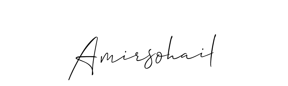 How to make Amirsohail name signature. Use Allison_Script style for creating short signs online. This is the latest handwritten sign. Amirsohail signature style 2 images and pictures png