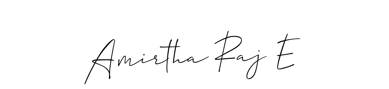 The best way (Allison_Script) to make a short signature is to pick only two or three words in your name. The name Amirtha Raj E include a total of six letters. For converting this name. Amirtha Raj E signature style 2 images and pictures png