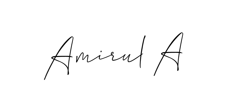 Make a short Amirul A signature style. Manage your documents anywhere anytime using Allison_Script. Create and add eSignatures, submit forms, share and send files easily. Amirul A signature style 2 images and pictures png