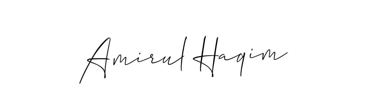 Also we have Amirul Haqim name is the best signature style. Create professional handwritten signature collection using Allison_Script autograph style. Amirul Haqim signature style 2 images and pictures png