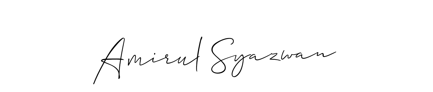 Make a beautiful signature design for name Amirul Syazwan. With this signature (Allison_Script) style, you can create a handwritten signature for free. Amirul Syazwan signature style 2 images and pictures png