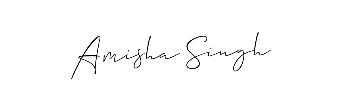 The best way (Allison_Script) to make a short signature is to pick only two or three words in your name. The name Amisha Singh include a total of six letters. For converting this name. Amisha Singh signature style 2 images and pictures png