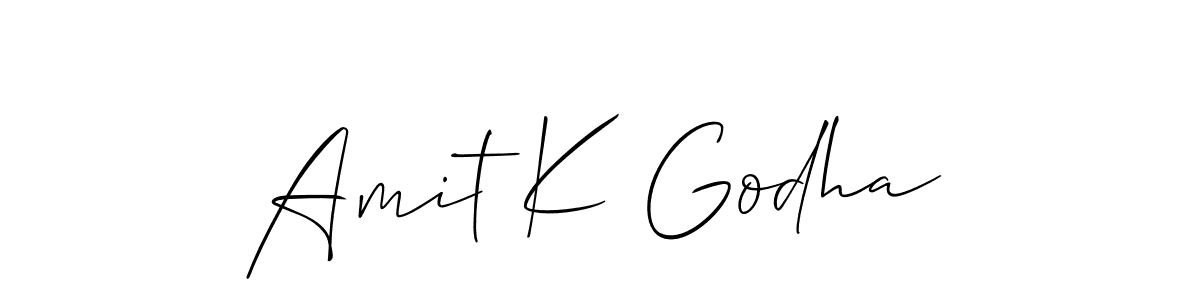 The best way (Allison_Script) to make a short signature is to pick only two or three words in your name. The name Amit K Godha include a total of six letters. For converting this name. Amit K Godha signature style 2 images and pictures png