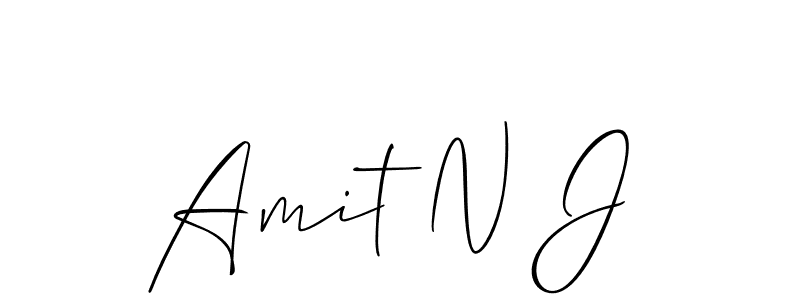 How to make Amit N J name signature. Use Allison_Script style for creating short signs online. This is the latest handwritten sign. Amit N J signature style 2 images and pictures png