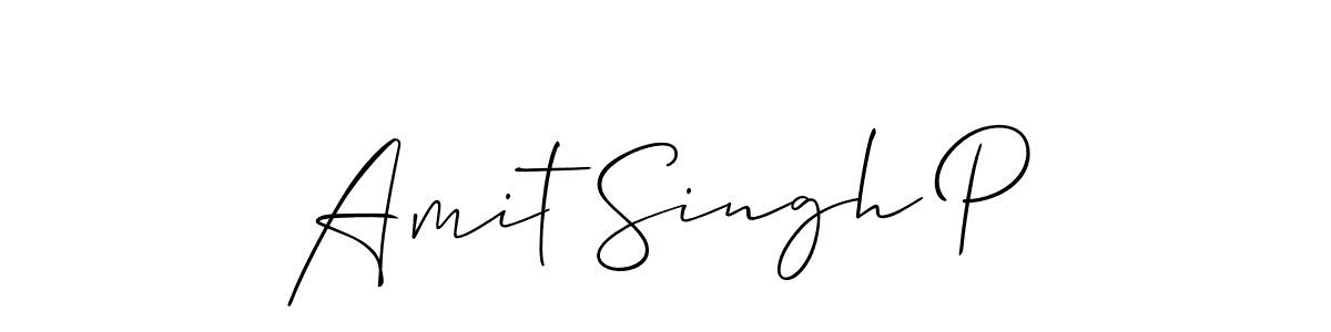 The best way (Allison_Script) to make a short signature is to pick only two or three words in your name. The name Amit Singh P include a total of six letters. For converting this name. Amit Singh P signature style 2 images and pictures png