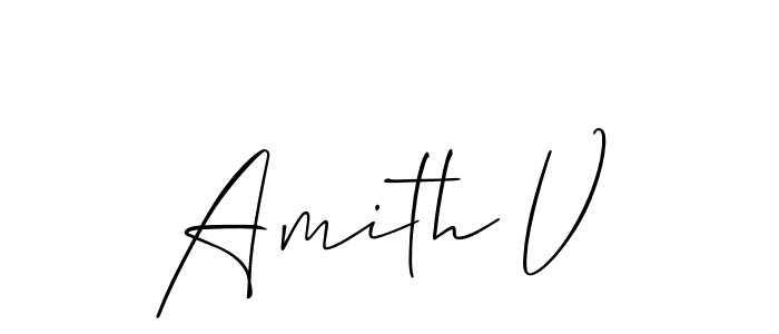 How to make Amith V name signature. Use Allison_Script style for creating short signs online. This is the latest handwritten sign. Amith V signature style 2 images and pictures png