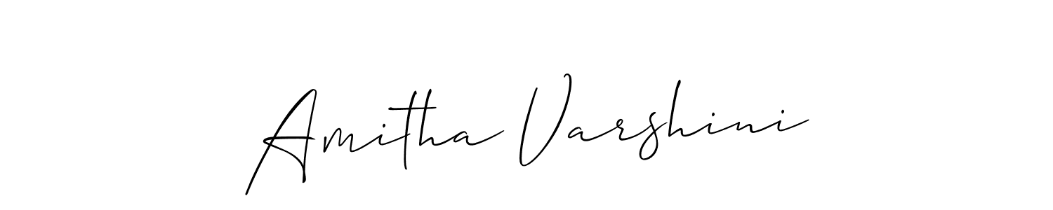 The best way (Allison_Script) to make a short signature is to pick only two or three words in your name. The name Amitha Varshini include a total of six letters. For converting this name. Amitha Varshini signature style 2 images and pictures png