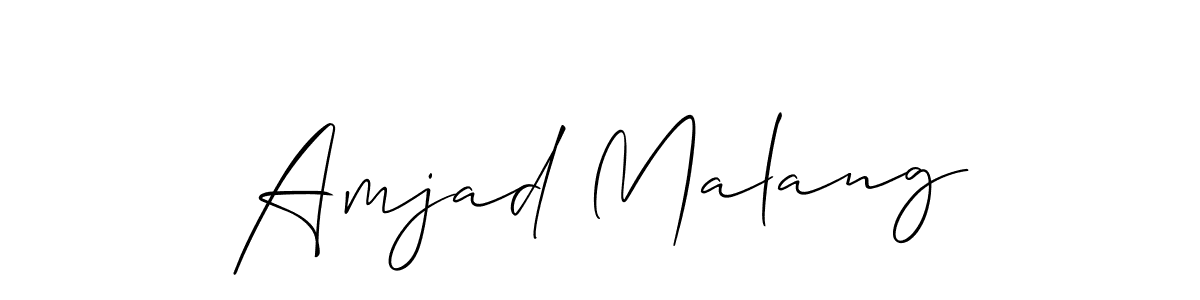 How to make Amjad Malang name signature. Use Allison_Script style for creating short signs online. This is the latest handwritten sign. Amjad Malang signature style 2 images and pictures png