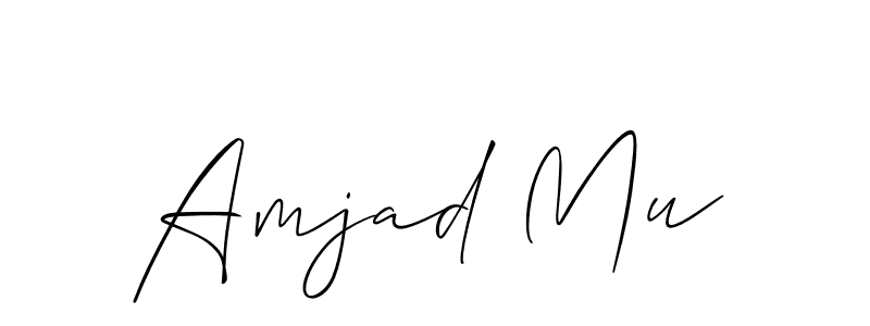 How to make Amjad Mu name signature. Use Allison_Script style for creating short signs online. This is the latest handwritten sign. Amjad Mu signature style 2 images and pictures png