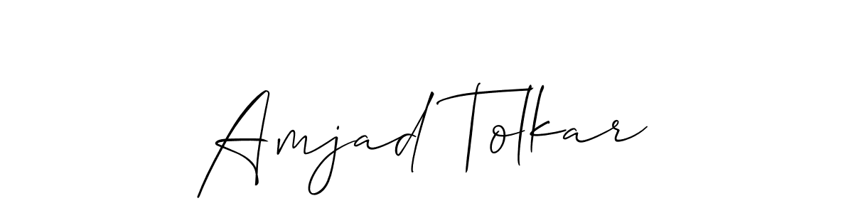 Allison_Script is a professional signature style that is perfect for those who want to add a touch of class to their signature. It is also a great choice for those who want to make their signature more unique. Get Amjad Tolkar name to fancy signature for free. Amjad Tolkar signature style 2 images and pictures png