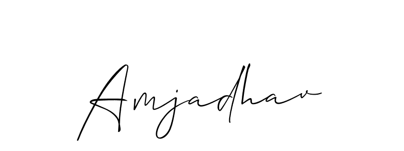 The best way (Allison_Script) to make a short signature is to pick only two or three words in your name. The name Amjadhav include a total of six letters. For converting this name. Amjadhav signature style 2 images and pictures png