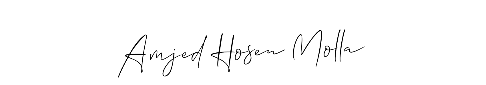 if you are searching for the best signature style for your name Amjed Hosen Molla. so please give up your signature search. here we have designed multiple signature styles  using Allison_Script. Amjed Hosen Molla signature style 2 images and pictures png