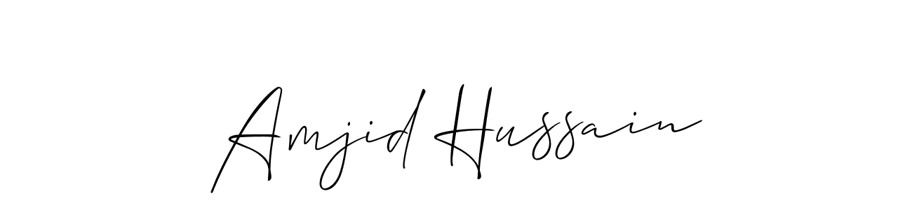Make a beautiful signature design for name Amjid Hussain. With this signature (Allison_Script) style, you can create a handwritten signature for free. Amjid Hussain signature style 2 images and pictures png