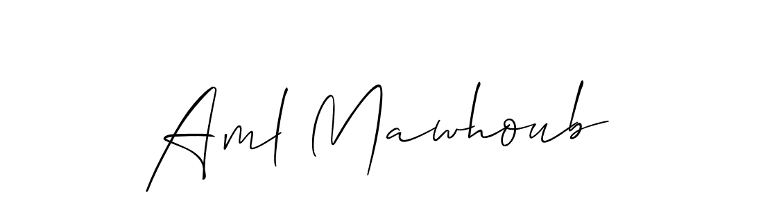 You should practise on your own different ways (Allison_Script) to write your name (Aml Mawhoub) in signature. don't let someone else do it for you. Aml Mawhoub signature style 2 images and pictures png