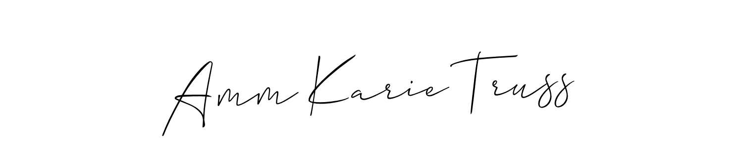 The best way (Allison_Script) to make a short signature is to pick only two or three words in your name. The name Amm Karie Truss include a total of six letters. For converting this name. Amm Karie Truss signature style 2 images and pictures png