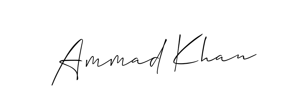 Make a beautiful signature design for name Ammad Khan. With this signature (Allison_Script) style, you can create a handwritten signature for free. Ammad Khan signature style 2 images and pictures png